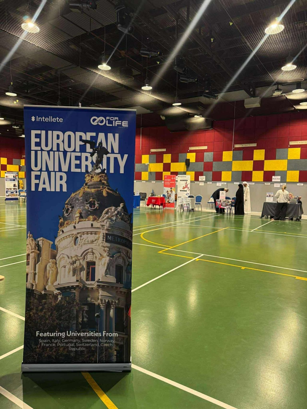 European University Fair branded banner on the fair floor